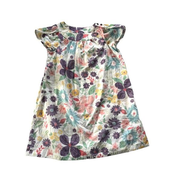 Hanna Andersson Girls' Size 140 (10) Watercolor Floral Short Sleeve Dress Cotton - Picture 1 of 6
